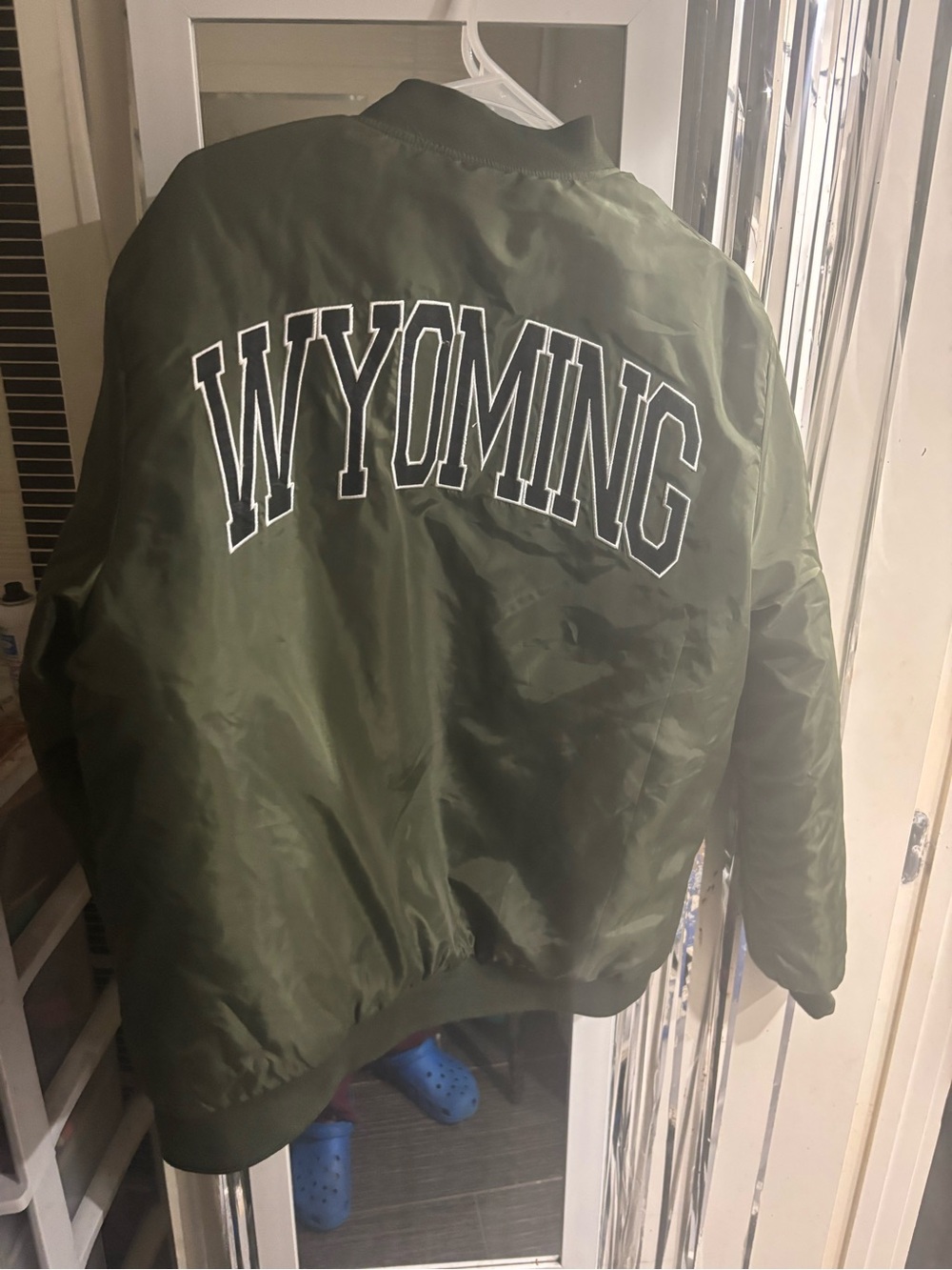 BoohooMAN Olive Green Varsity Bomber Jacket with Patch Details